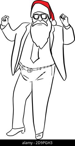 clausola santa in business suit illustrazione vettoriale schizzo doodle mano tracciato con linee nere isolate su sfondo bianco Illustrazione Vettoriale