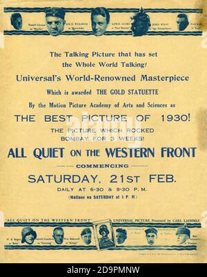 RUSSELL GLEASON LOUIS WOLHEIM LEW AYRES JOHN WRAY SCOTT KOLK W.B.ROGERS HAROLDGOODWIN WILLIAM BAKEWELL OWEN DAVIS Jr SLIM SUMMERVILLE e BEN ALEXANDER in TUTTA TRANQUILLITÀ SUL FRONTE occidentale 1930 regista LEWIS romanzo PIETRA MILIARE Erich Maria Remarque produttore Carl Laemmle Jr Universal Pictures Foto Stock