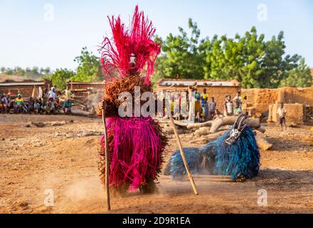 Danze con maschere animali del popolo BWA, Burkina Faso Foto Stock