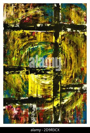 Pittura acrilica astratta fatta a mano. Dipinto dal fotografo. Foto Stock