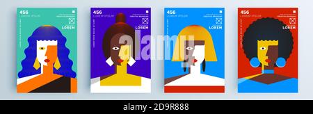 Moderno set di copertine astratte, design delle copertine minimale. Sfondo geometrico colorato, illustrazione vettoriale. Illustrazione Vettoriale