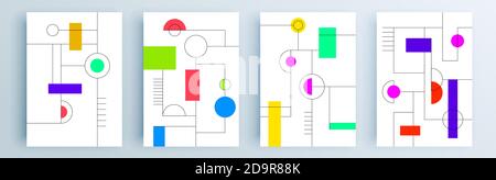 Moderno set di copertine astratte, design delle copertine minimale. Sfondo geometrico colorato, illustrazione vettoriale. Illustrazione Vettoriale