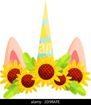 Archetto Unicorn con corona di girasoli Illustrazione Vettoriale