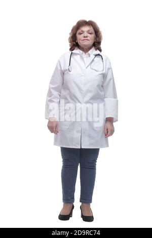 in piena crescita. medico femminile qualificato con uno stetoscopio Foto Stock