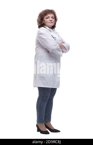 in piena crescita. medico femminile qualificato con uno stetoscopio Foto Stock