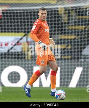 Il portiere di Coventry City Marko MAROSI durante la partita del campionato Sky Bet a Vicarage Road, Watford. Foto Stock
