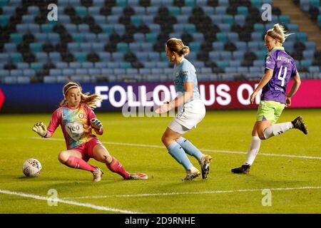 MANCHESTER, INGHILTERRA. 7 NOVEMBRE, Ellen White spara e segna per renderla 8-1 durante la partita di Barclays fa Women's Super League tra Manchester City e Bristol City all'Academy Stadium di Manchester sabato 7 novembre 2020. (Credit: Chris Donnelly | MI News) Credit: MI News & Sport /Alamy Live News Foto Stock