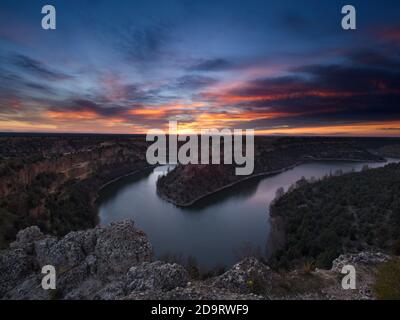 Il Parco Naturale dell'Hoces del Río Duratón è un'area protetta di Sepulveda, Segovia. Spagna Foto Stock