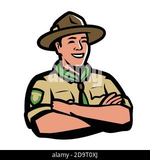 Ranger in uniforme. Scout, simbolo campeggio illustrazione vettoriale Illustrazione Vettoriale