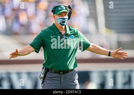 Tulane Green Wave allenatore Willie Fritz durante la partita di football tra Tulane e ECU del college NCAA sabato 7 novembre 2020 allo stadio Dowdy-Ficklen di Greenville, North Carolina. Jacob Kupferman/CSM Foto Stock