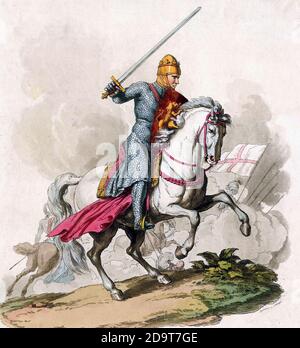 Richard il Lionheart. Re Riccardo i d'Inghilterra (1157-1199), illustrazione di John Augustus Atkinson, 1811. Foto Stock