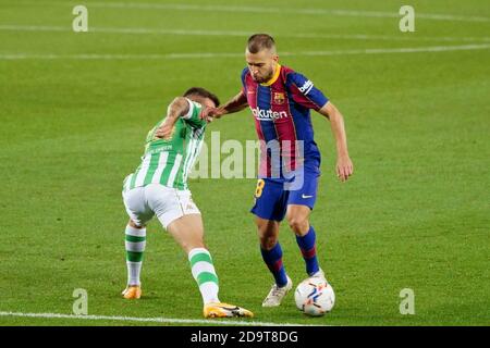 Camp Nou, Barcellona, Catalogna, Spagna. 7 Nov 2020. La Liga Football, Barcellona contro Real Betis; Jordi Alba Credit: Action Plus Sports/Alamy Live News Foto Stock