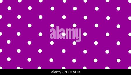 Motivo senza cuciture di grandi puntini di polka bianchi su sfondo viola per arte, artigianato, tessuti, decorazione, album e libri di scarto. Foto Stock
