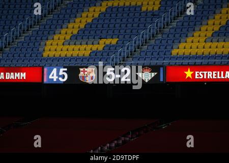 Barcellona, Spagna. 07 novembre 2020. Liga Santander partita tra FC Barcelona e Real Betis Balompie al Camp Nou di Barcellona, Spagna. Credit: Dax Images/Alamy Live News Foto Stock