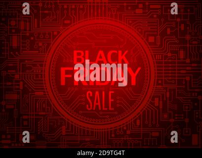 Banner rosso vendita black friday. Illustrazione vettoriale. Illustrazione Vettoriale