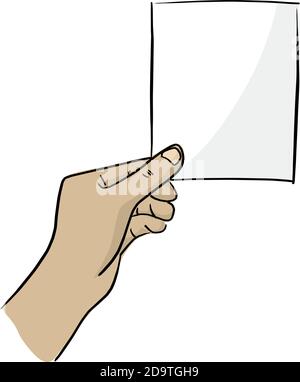 tenere a mano carta bianca con copyspace illustrazione vettoriale doodle schizzo disegnata a mano con linee nere isolate su sfondo bianco Illustrazione Vettoriale