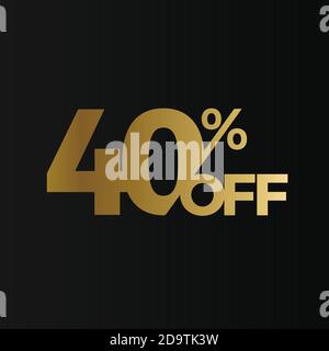 40% di sconto sul concetto di logo vettoriale in stile cartoon piatto. 40 % di vendita icona isolata su sfondo nero. Quaranta per cento di sconto per affari. Vettore Illustrazione Vettoriale