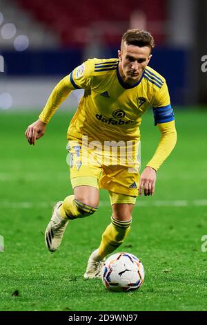 Salvi Sanchez di Cadice CF durante la Liga Santander partita tra Atletico de Madrid e Cadice CF allo stadio Wanda Metropolitano di Madrid, Spagna. 07 novembre 2020. (Foto di Perez Meca/MB Media) Foto Stock