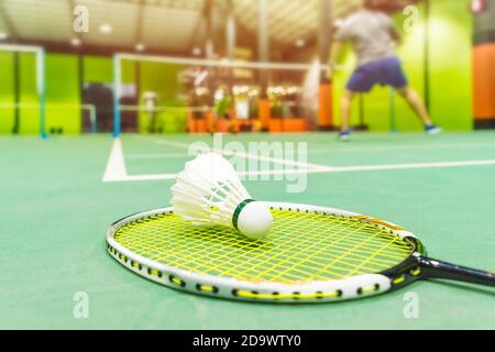 Campi da badminton con volani in primo piano Foto Stock