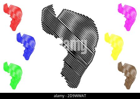 Città di Bujumbura (Repubblica del Burundi, provincia di Bujumbura Mairie) mappa illustrazione vettoriale, abbozzamento della città di Usubbura mappa Illustrazione Vettoriale