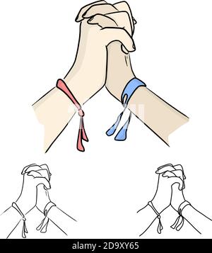 due mani che si tengono l'una l'altra illustrazione vettoriale schizzo doodle mano disegnata con linee nere isolate su sfondo bianco. Concetto aziendale di lavoro di squadra. Illustrazione Vettoriale