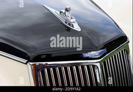 Cofano e mascotte (motivo) su un'automobile Armstrong Siddeley Star Sapphire 1960. Foto Stock