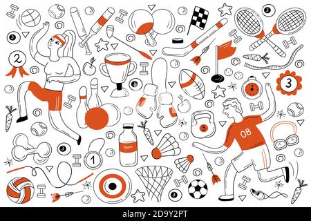 Set di doodle per lo sport Illustrazione Vettoriale