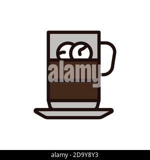 Icona della linea di colore del caffè ghiacciato. Elemento vettoriale isolato. Illustrazione Vettoriale