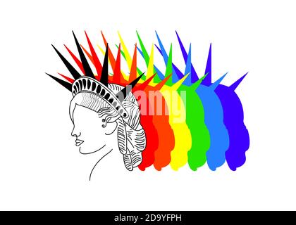 Logo della Statua della libertà, illustrazione, colori normali LGBT Foto Stock