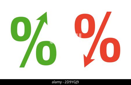 Icona della percentuale in basso e in alto, simbolo della finanza vettoriale e del risparmio. Illustrazione Vettoriale