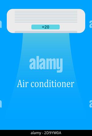 Unità climatizzatore su sfondo blu. Illustrazione Vettoriale