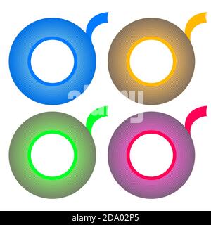 Set rotolo di nastro colorato isolato su sfondo bianco Foto Stock