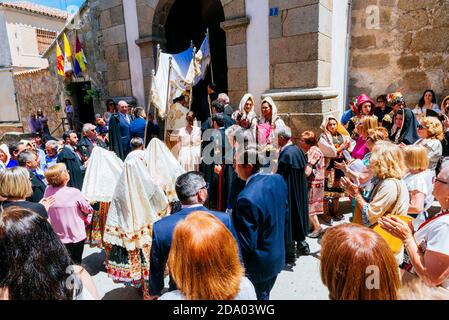 Processione del giorno del Corpus Cristi. Lagartera, Toledo, Castilla - la Mancha, Spagna, Europa Foto Stock