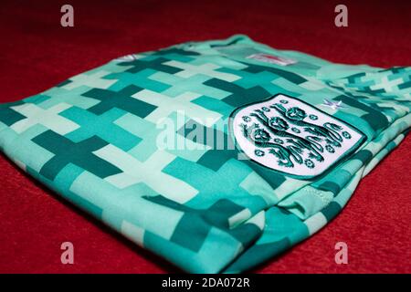 Camicia Green England Goal Keeping di Joe Hart, usata dal 2011 al 2013 Foto Stock