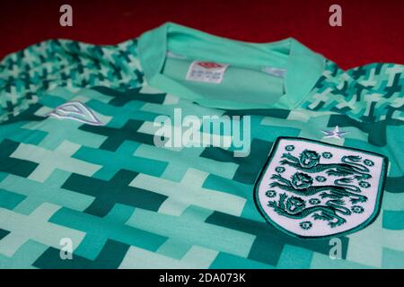 Camicia Green England Goal Keeping di Joe Hart, usata dal 2011 al 2013 Foto Stock