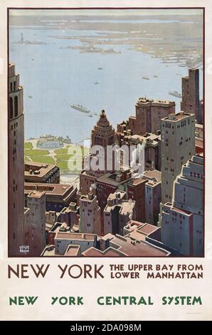 Poster di New York, la baia superiore di Lower Manhattan, New York Central System Foto Stock