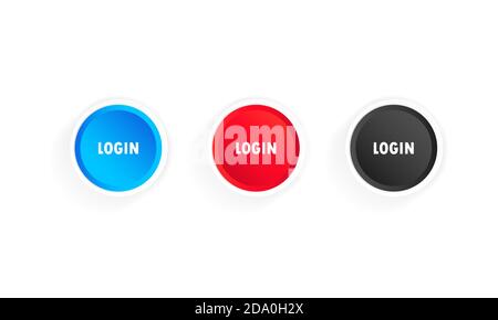 Icona del pulsante di accesso impostata. Può essere utilizzato per sito Web, app mobile. Vettore su sfondo bianco isolato. EPS 10 Illustrazione Vettoriale