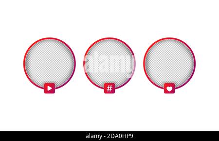 Set di icone avatar dei social media. Live streaming, come, seguace, blogger. Vettore su sfondo bianco isolato. EPS 10 Illustrazione Vettoriale