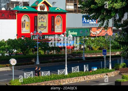 Panoramica del centro di Papeete. Tahiti, Polinesia francese, porto di Papeete, Tahiti Nui, Isole della Società, Polinesia francese, Sud Pacifico Foto Stock
