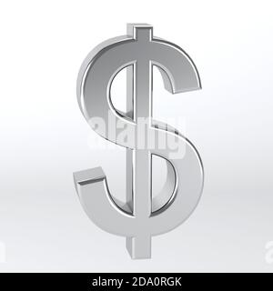 Silver Dollar segno isolato - denaro finanziario concetto grigio - illustrazione 3d Foto Stock