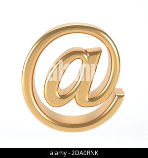 simbolo e-mail 3d oro - icona indirizzo e-mail pulsante web - a segno concetto di e-mail Golden Metal - 3d illustrazione Foto Stock
