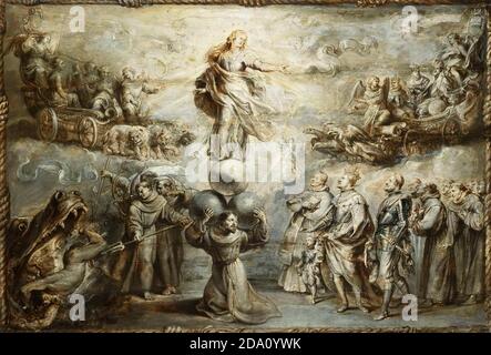 Peter Paul Rubens, fiammingo (Italia attiva, Anversa e Inghilterra), 1577-1640 -- Allegoria francescana in onore dell'Immacolata Concezione Foto Stock