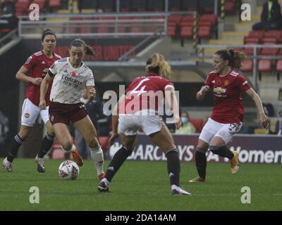 Manchester, Regno Unito. 8 novembre 2020. Arsenal in concorso durante la partita fa Women's Super League tra Manchester United e Arsenal al Leigh Sports Village Stadium di Manchester. Lexy Ilsley/SPP Credit: SPP Sport Press Photo. /Alamy Live News Foto Stock