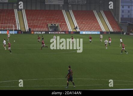 Manchester, Regno Unito. 8 novembre 2020. Arsenal in azione durante la partita fa Women's Super League tra Manchester United e Arsenal al Leigh Sports Village Stadium di Manchester. Lexy Ilsley/SPP Credit: SPP Sport Press Photo. /Alamy Live News Foto Stock