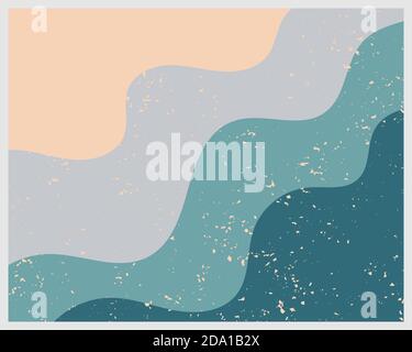 Moderna stampa geometrica delle onde del mare, calda Arte neutra, decorazione Boho. Illustrazione astratta, Arte minimalista, Arte Stampabile minimale Illustrazione Vettoriale