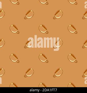 Carina tazza arancione , motivo senza cuciture su sfondo arancione. Illustrazione Vettoriale