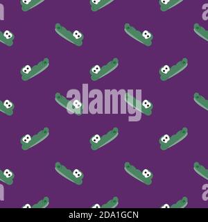 Riccio di coccodrillo , motivo senza cuciture su sfondo viola scuro. Illustrazione Vettoriale