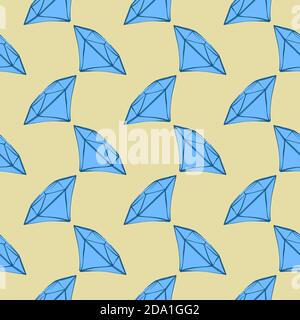 Diamante blu , motivo senza cuciture su sfondo beige. Illustrazione Vettoriale