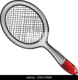 Racchetta da tennis grigia, illustrazione, vettore su sfondo bianco Illustrazione Vettoriale