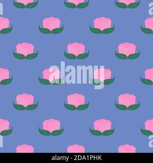 Tulipano rosa , motivo senza cuciture su sfondo blu. Illustrazione Vettoriale